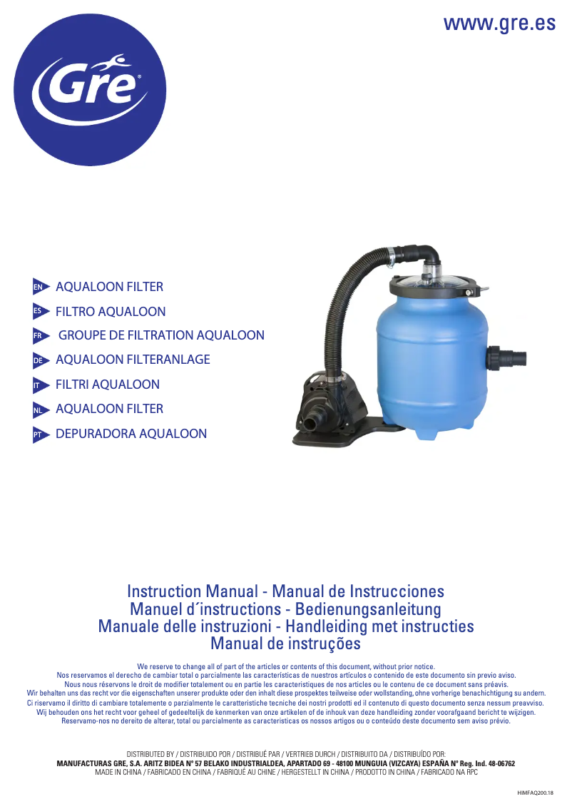 Page 1 de la notice Manuel utilisateur Gre FAQ200