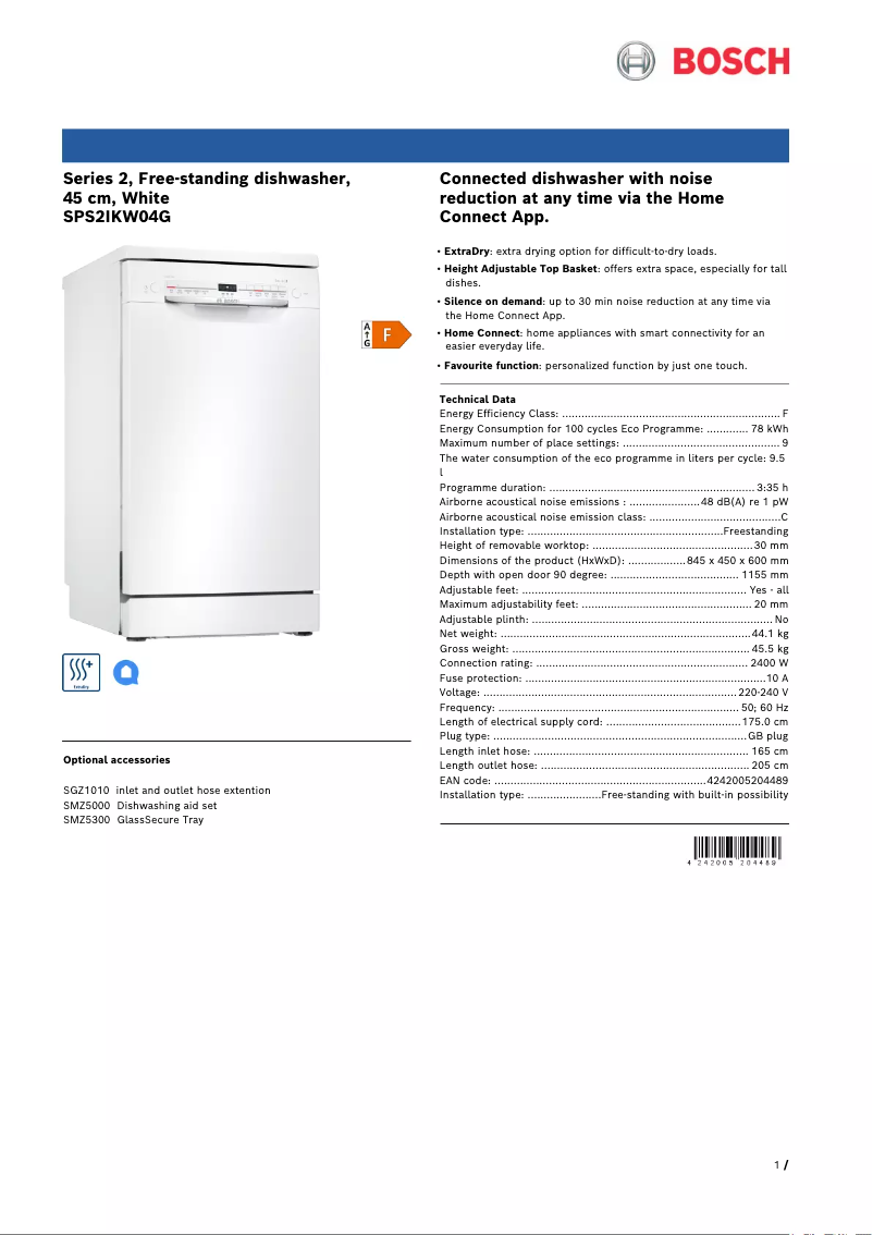 Image de la première page du manuel de l'appareil SPS2IKW04G