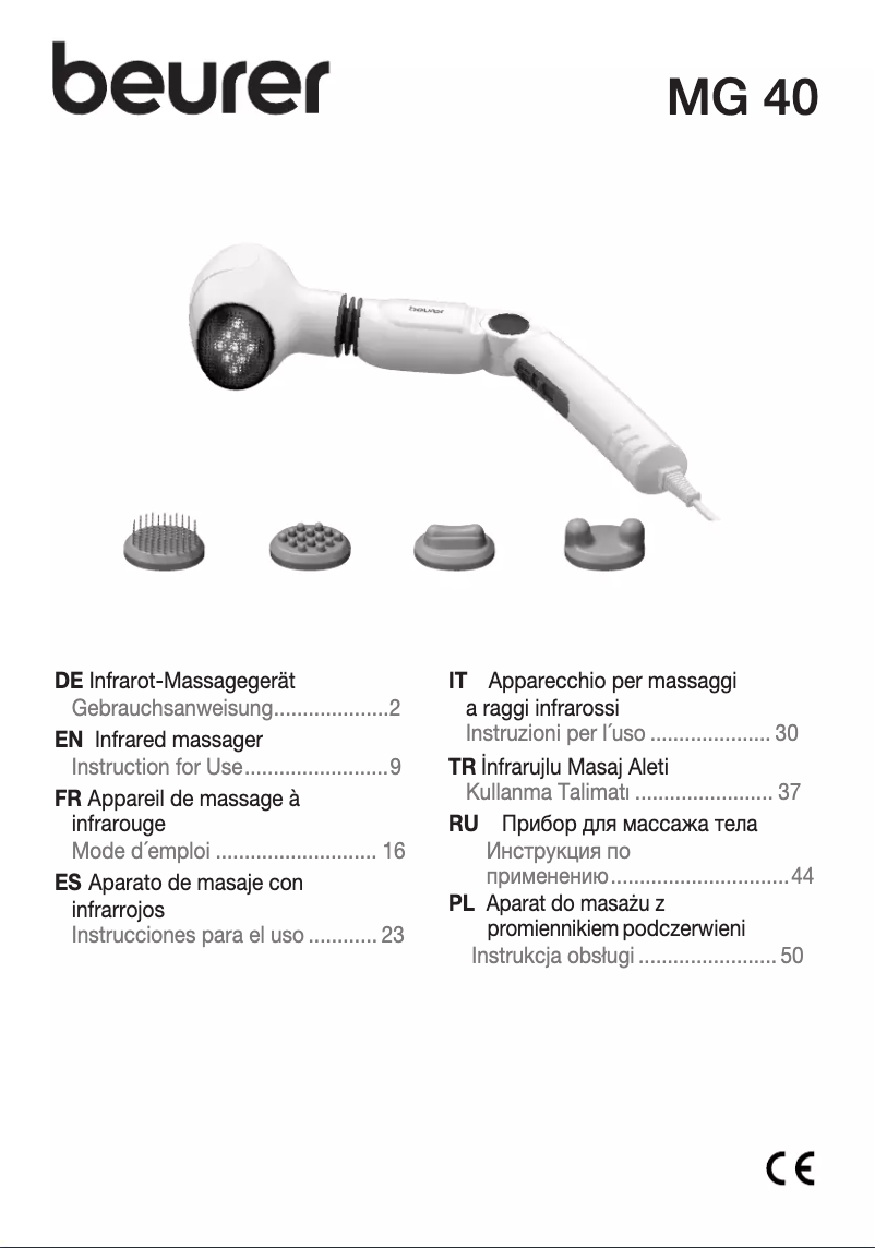 Page 1 de la notice Manuel utilisateur Beurer MG 40