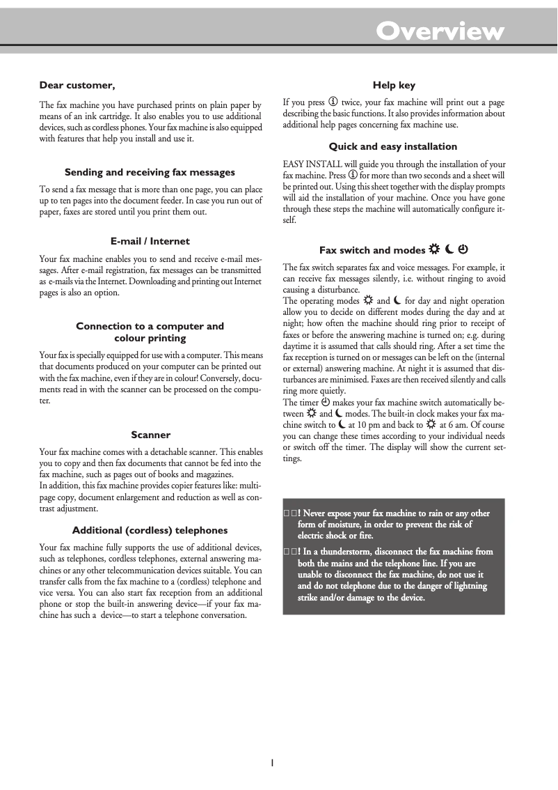 Page 1 of the manual User Manual Philips IPF176