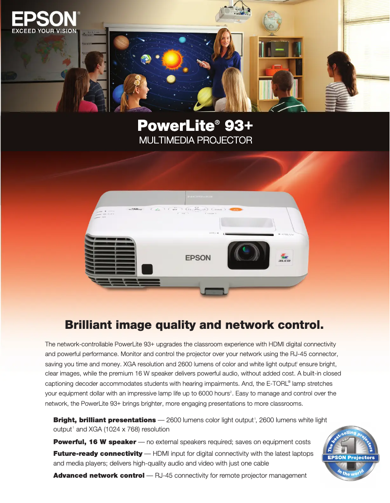 Page 1 de la notice Brochure Epson PowerLite 93+