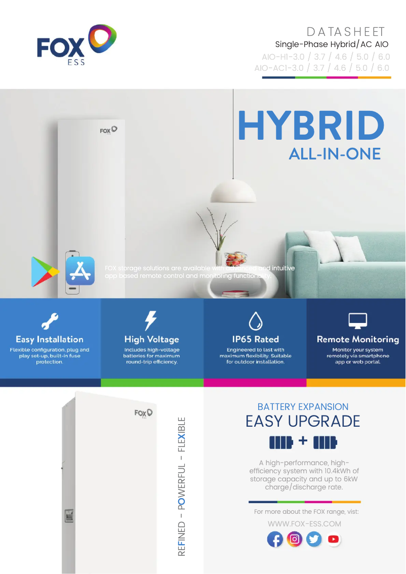 Page 1 de la notice Fiche technique FOX ESS AIO-H1-3.0