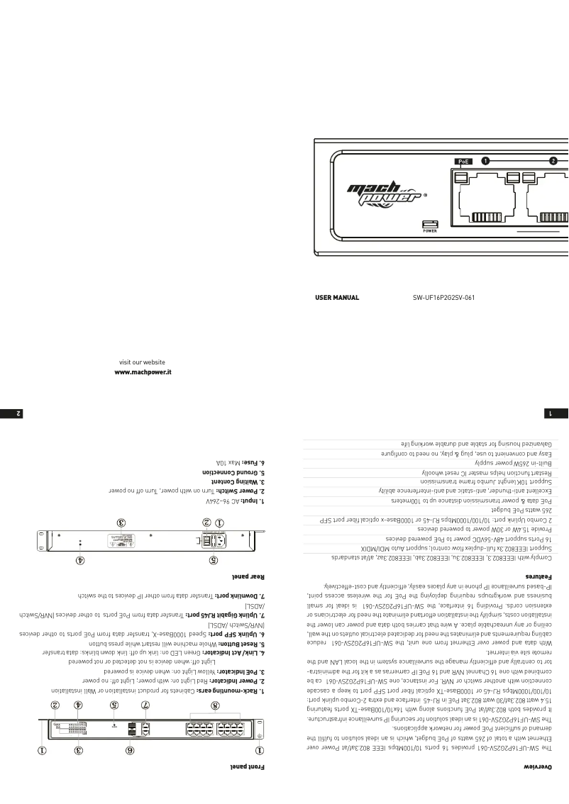 Page 1 of the manual User Manual Mach Power SW-UF16P2G2SV-061
