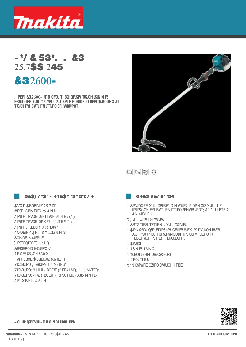 Page n°1 - Fiche technique Makita ER2600L