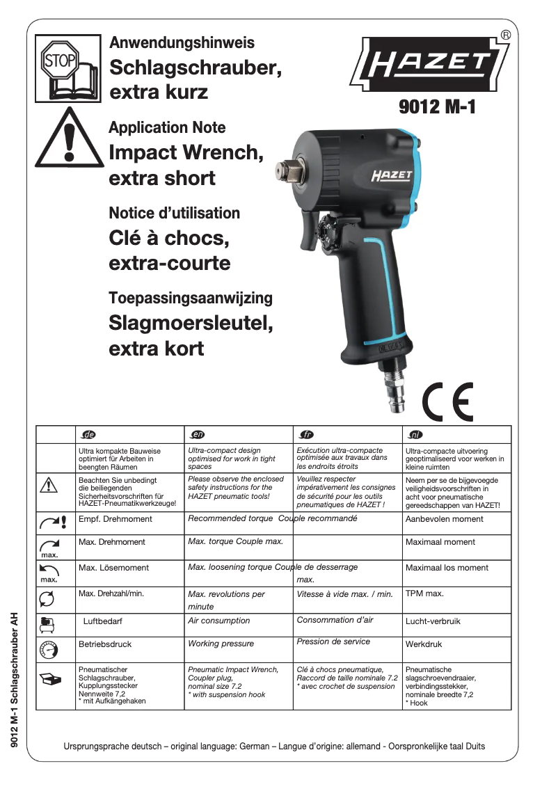 Page n°1 - Manuel utilisateur Hazet 9012M-1