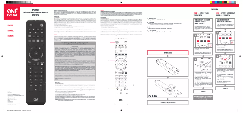 Image de la première page du manuel de l'appareil URC 1812