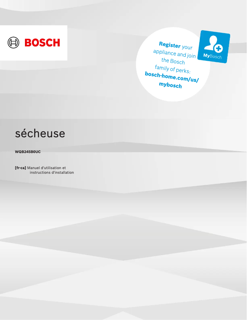 Page 1 de la notice Guide d'installation Bosch WQB245B0UC