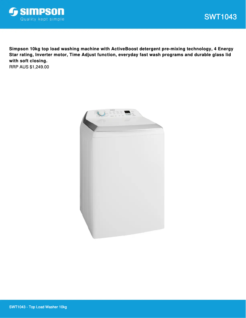 Image de la première page du manuel de l'appareil SWT1043