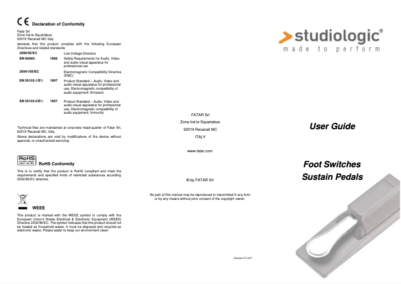 Página 1 del manual Manual de usuario Studiologic PS100