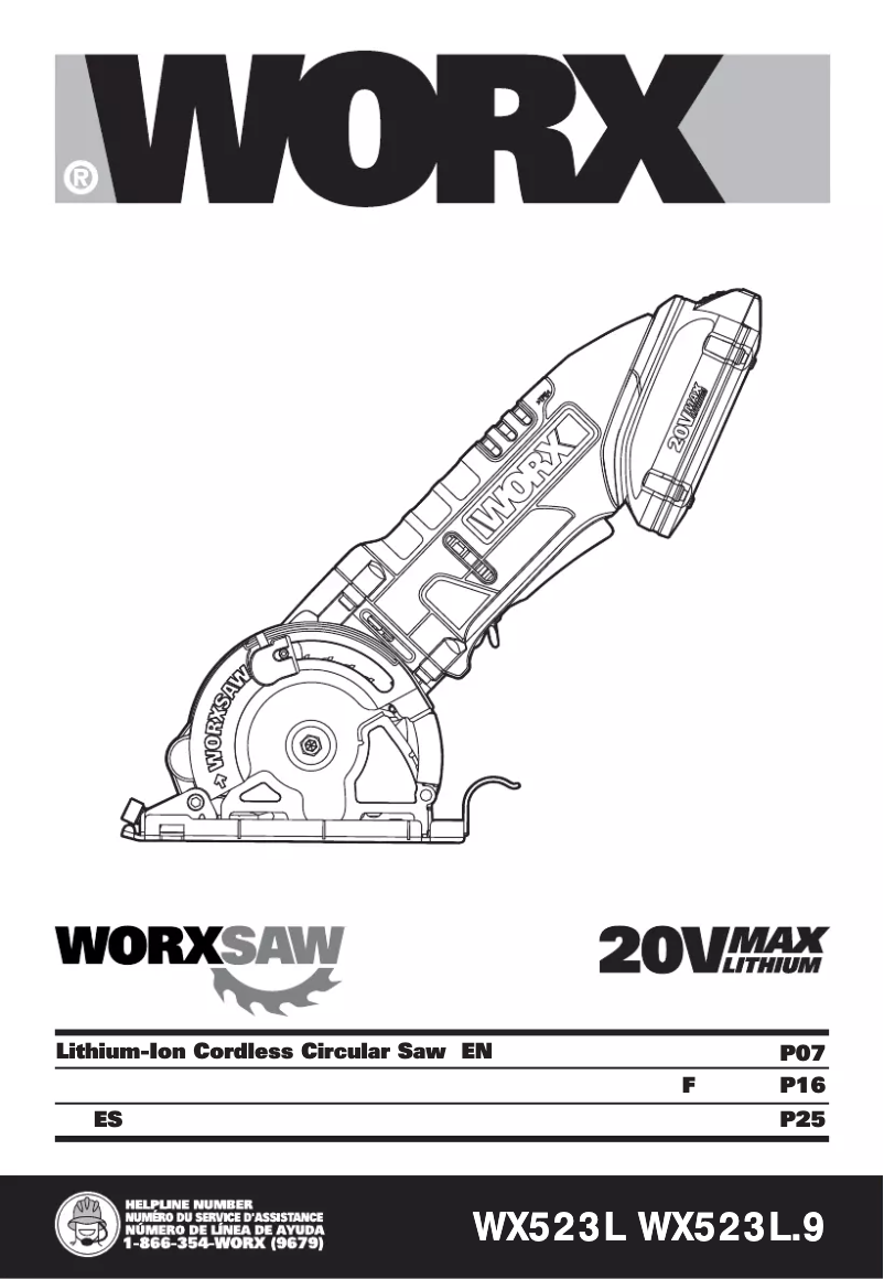 Page n°1 - Manuel utilisateur Worx WX523L.9