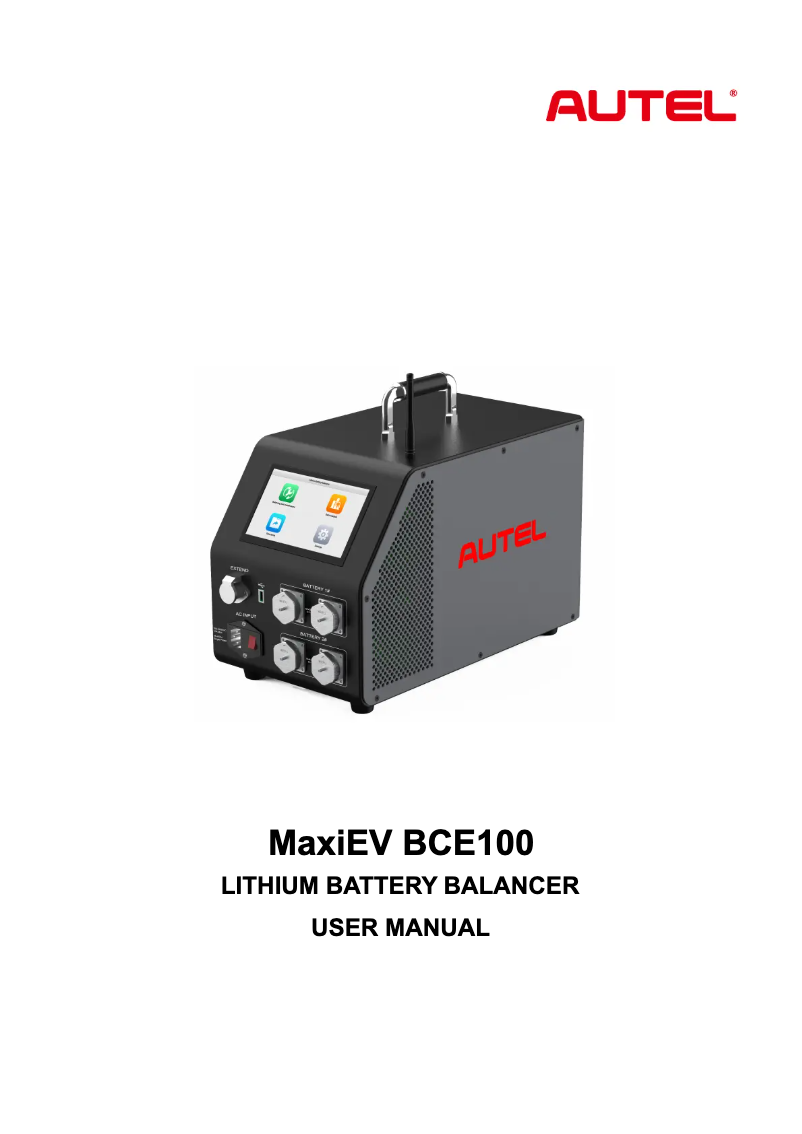 Page 1 de la notice Manuel utilisateur Autel MaxiEV BCE100