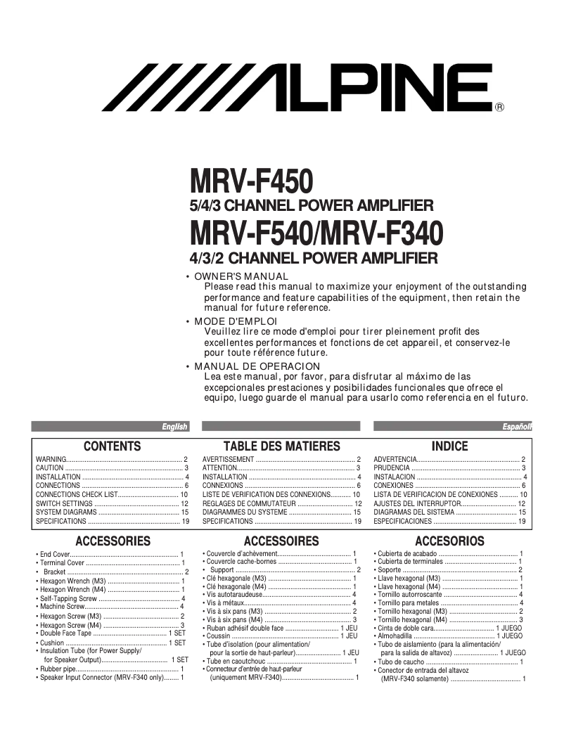 Page 1 de la notice Manuel utilisateur Alpine MRV-F540