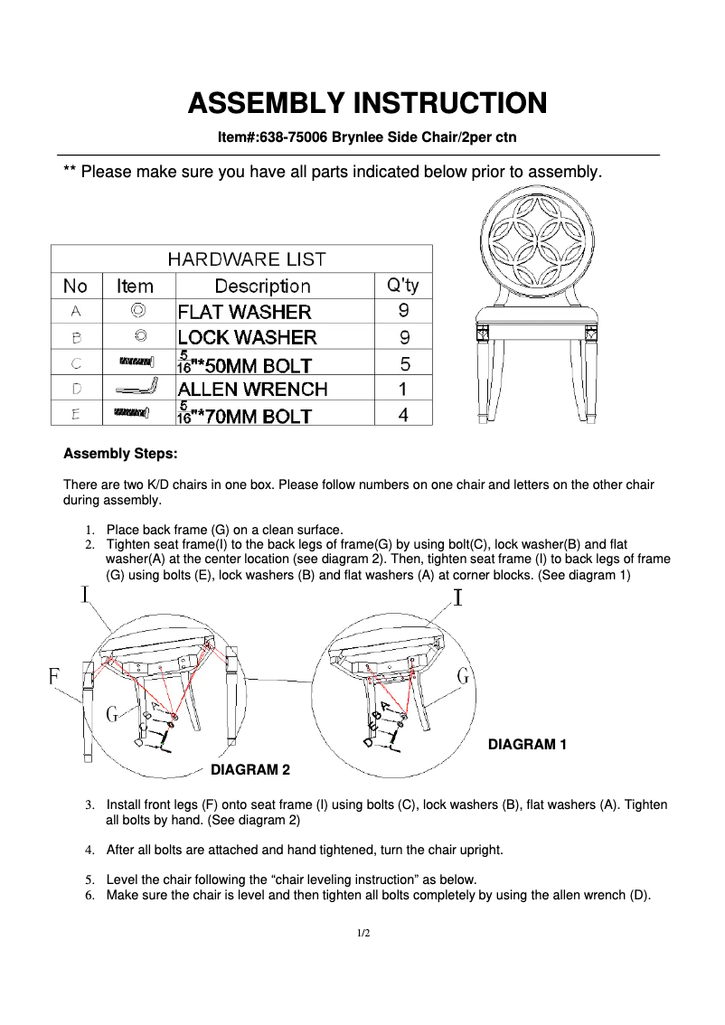 Page n°1 - Manuel utilisateur Hooker 638-75006