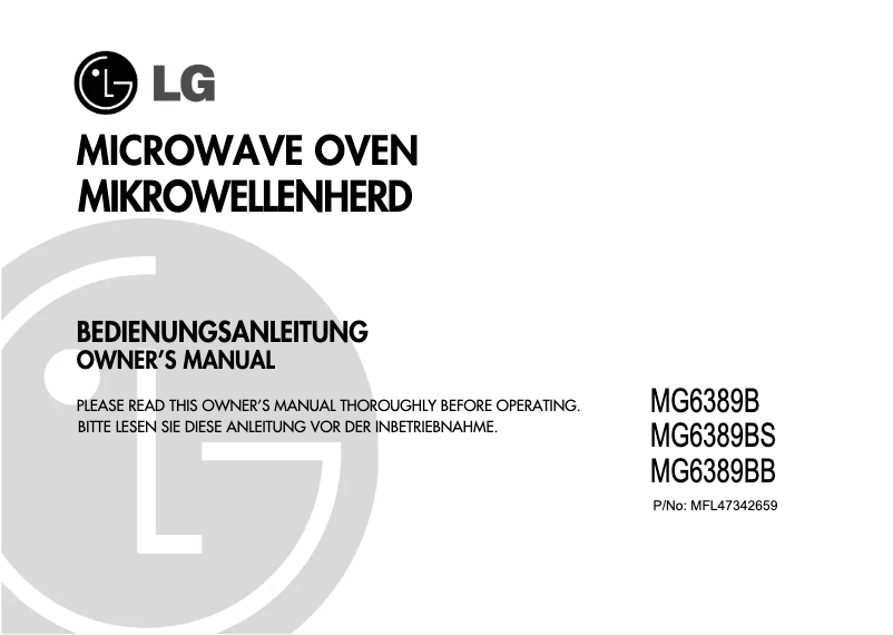 Page 1 de la notice Manuel utilisateur LG MG6389BS
