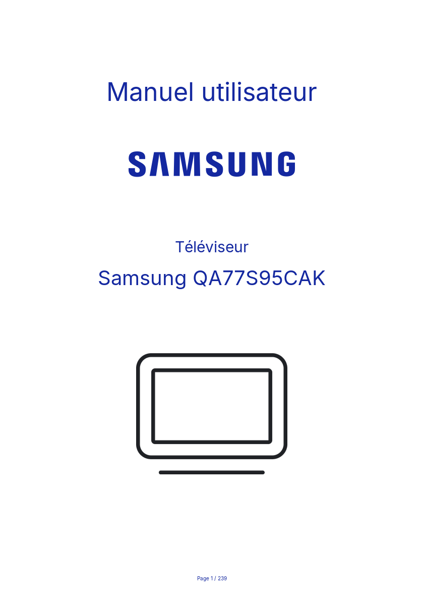 Page 1 de la notice Manuel utilisateur Samsung QA77S95CAK