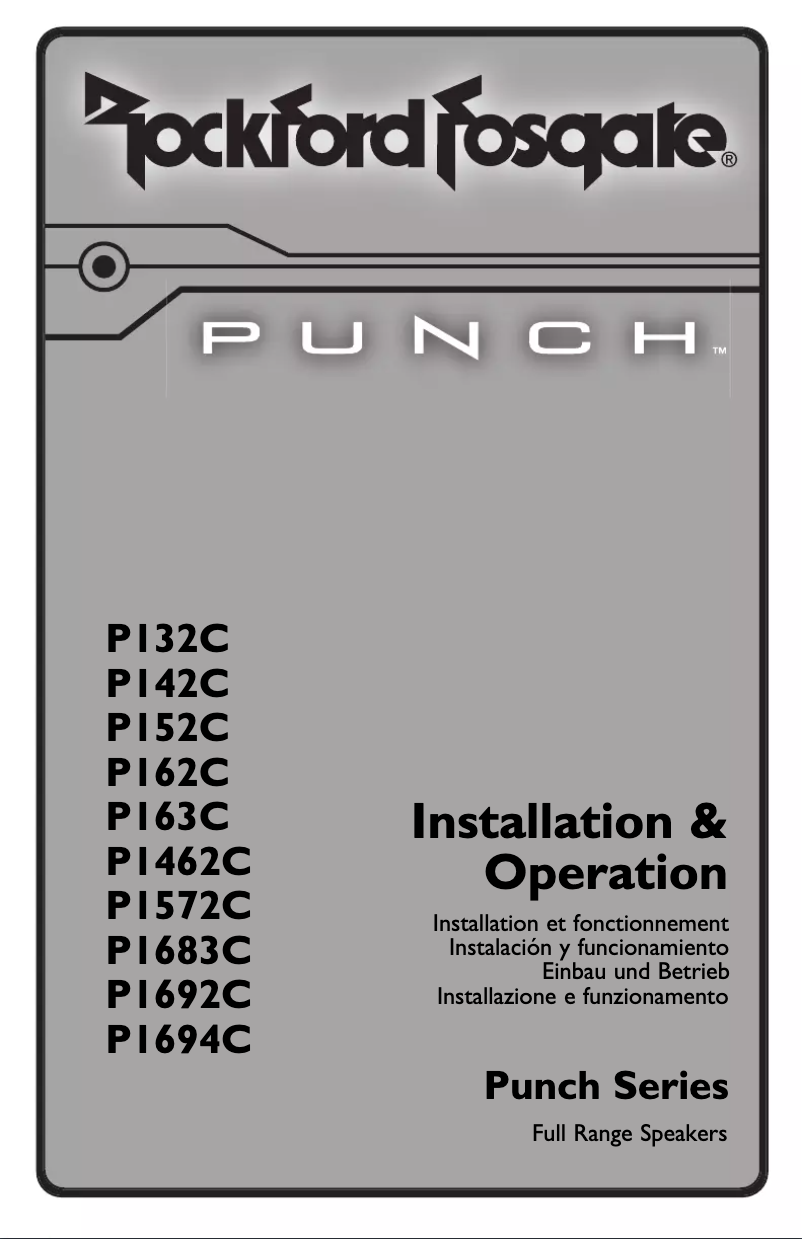 Page n°1 - Manuel utilisateur Rockford Fosgate Punch P1694C