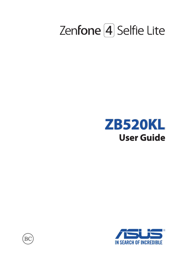 Page 1 of the manual User Manual Asus ZenFone 4 Selfie Lite ZB520KL