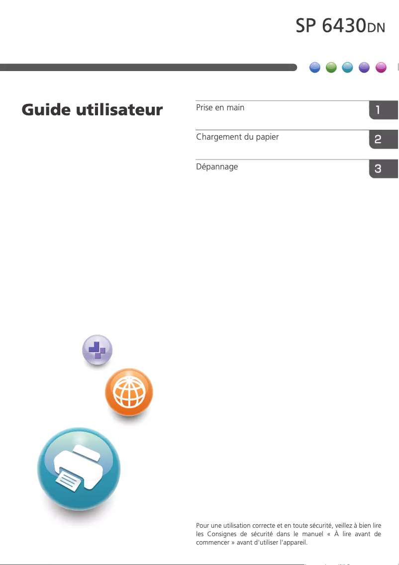 Page 1 de la notice Manuel utilisateur Ricoh SP 6430DN