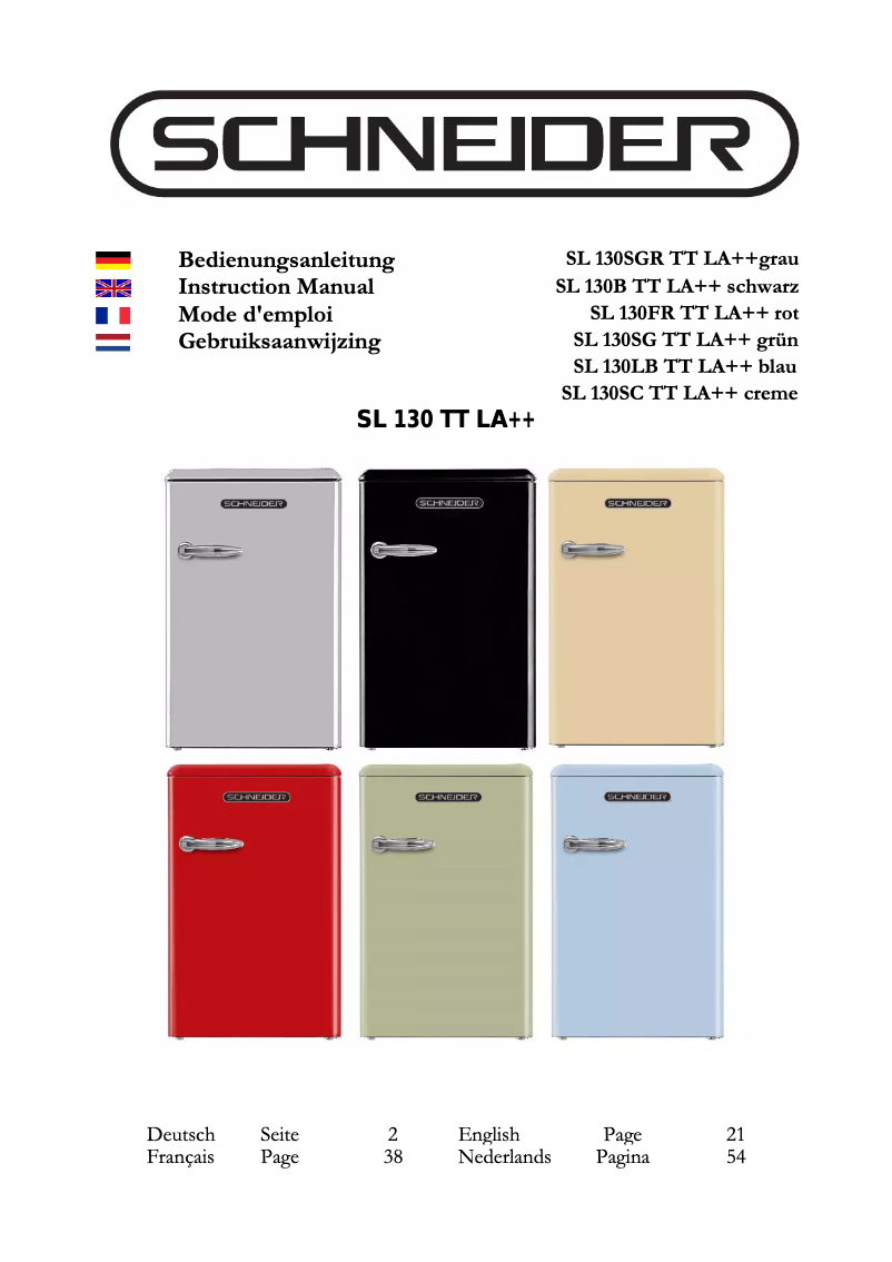 Image de la première page du manuel de l'appareil SL 130 TT A++