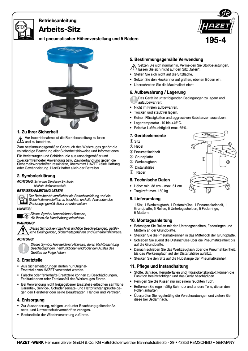 Page 1 de la notice Manuel utilisateur Hazet 195-4