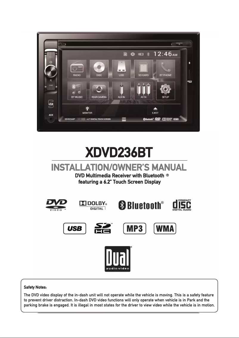 Page 1 de la notice Manuel utilisateur Dual XDVD236BT