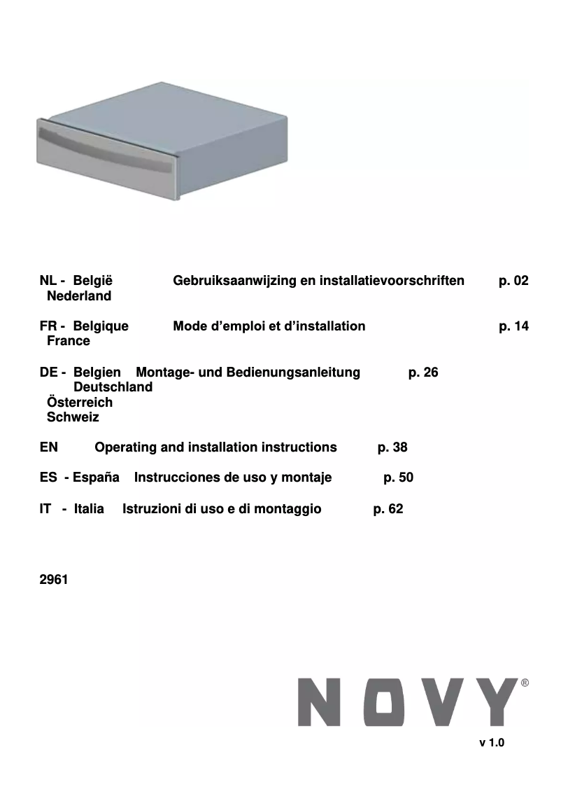 Page n°1 - Manuel utilisateur Novy 2961