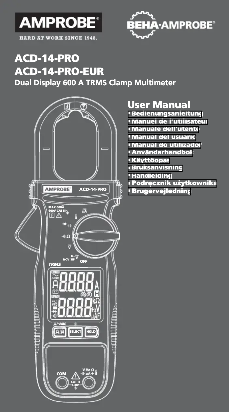 Page n°1 - Manuel utilisateur Beha-Amprobe ACD-14-PRO-EUR