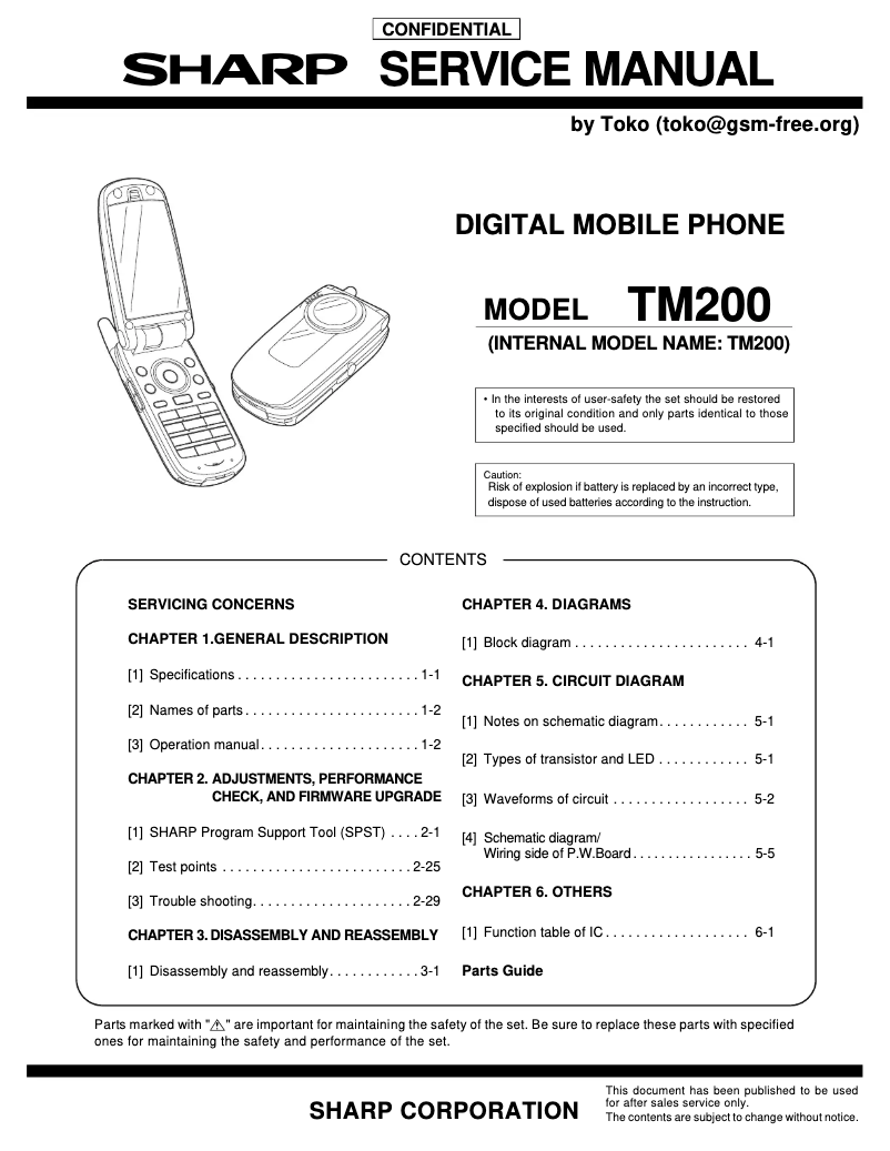 Page 1 de la notice Manuel utilisateur Sharp TM200