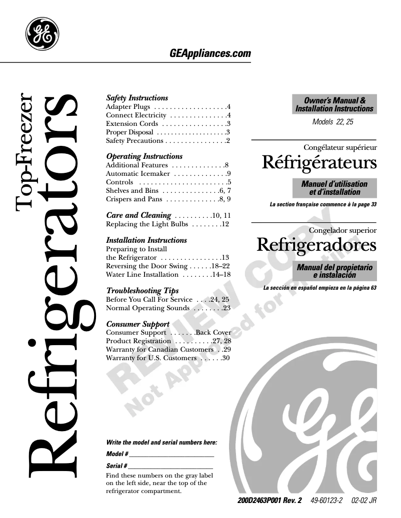 Image de la première page du manuel de l'appareil PTS22SBMBS