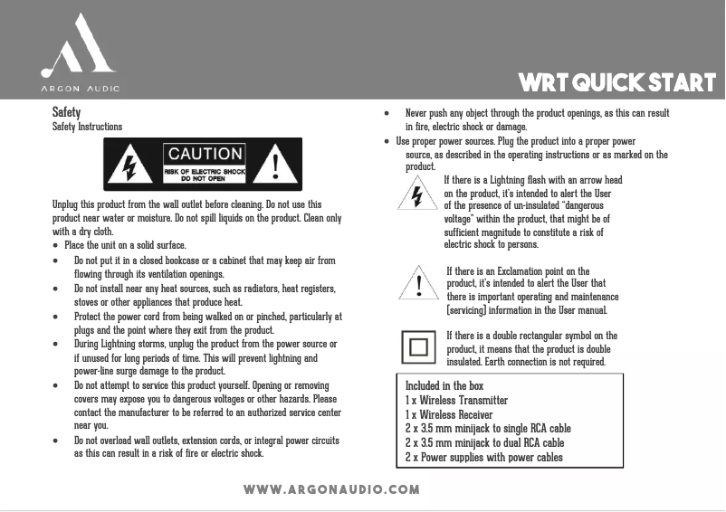 Page n°1 - Manuel utilisateur Argon WRT