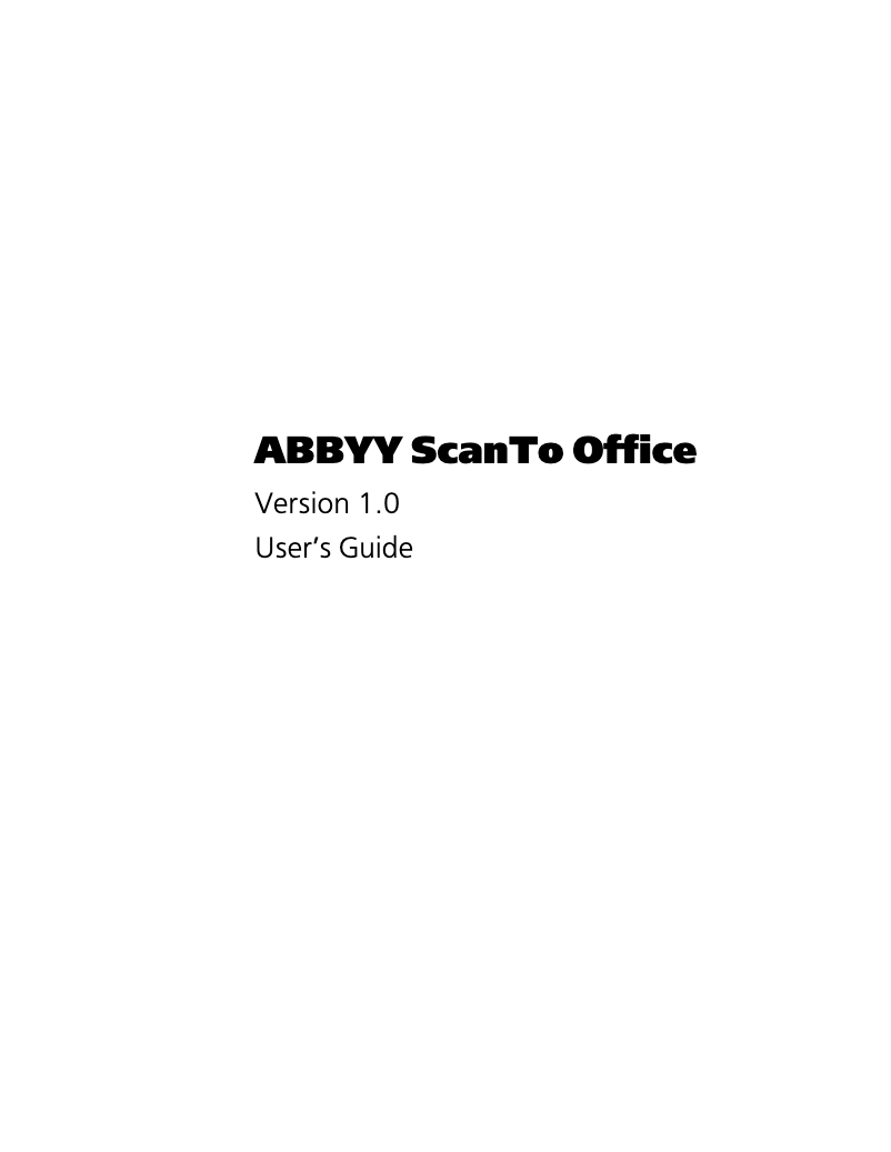 Page 1 de la notice Manuel utilisateur ABBYY ScanTo Office 1.0