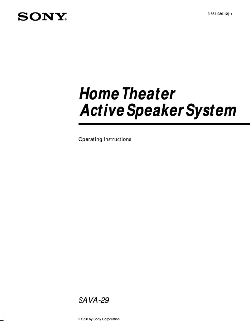 Page 1 de la notice Manuel utilisateur Sony SAVA-29