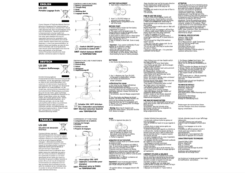Page 1 de la notice Manuel utilisateur Roadstar LS-100