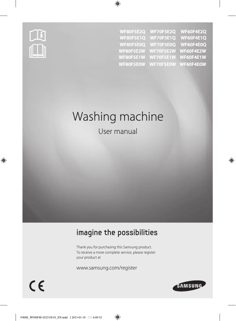 Page 1 de la notice Manuel utilisateur Samsung WF80F5E0W