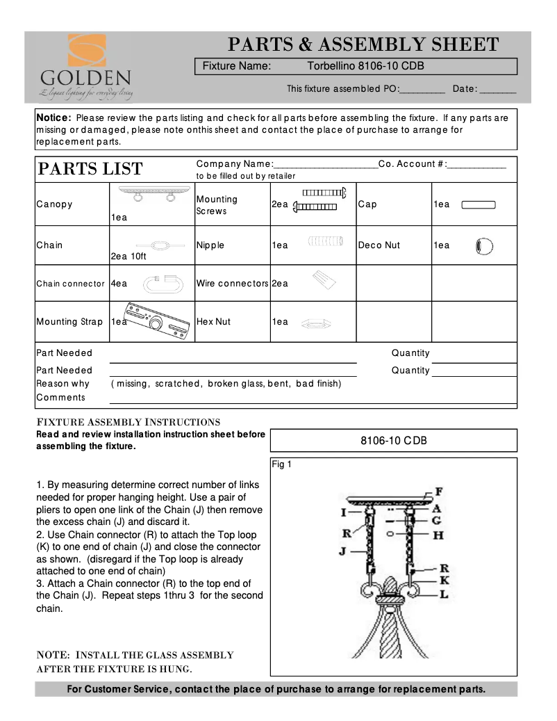 Page n°1 - Manuel utilisateur Golden Lighting Torbellino 8106-10 CDB