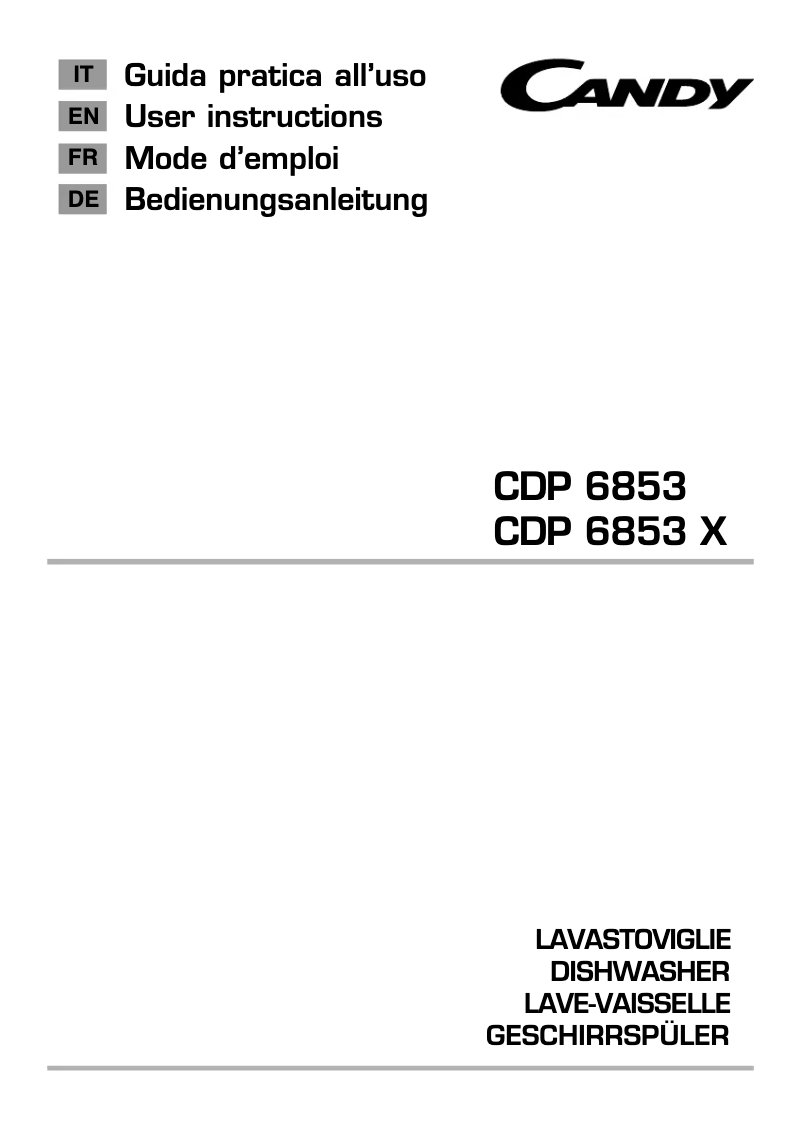 Page n°1 - Manuel utilisateur Candy CDP 6853
