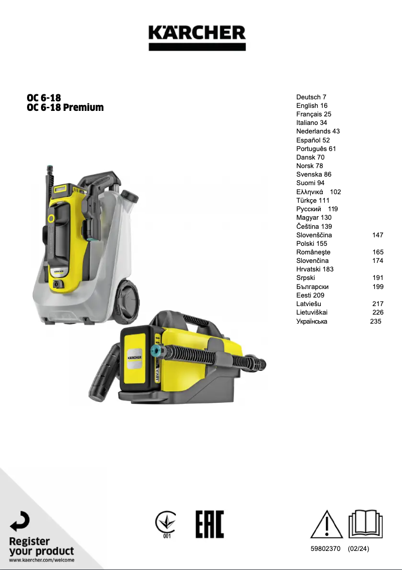 Page n°1 - Manuel utilisateur Kärcher OC 6-18 Premium
