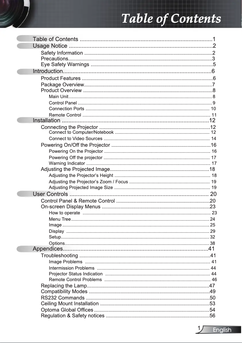 Page 1 de la notice Manuel utilisateur Optoma TX761
