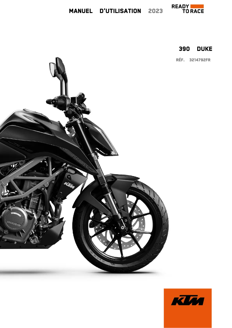 Page 1 de la notice Manuel utilisateur KTM 390 Duke (2023)