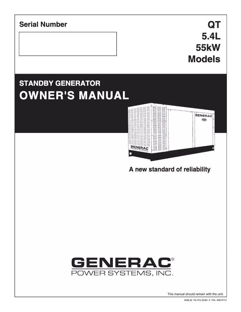 Page n°1 - Manuel utilisateur Generac QT05554KNSN