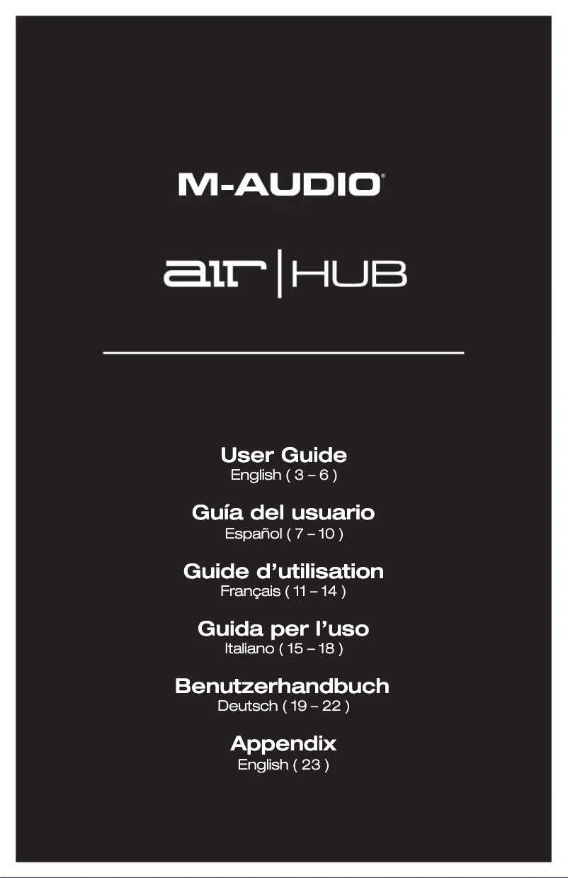 Page n°1 - Manuel utilisateur M-Audio Air Hub