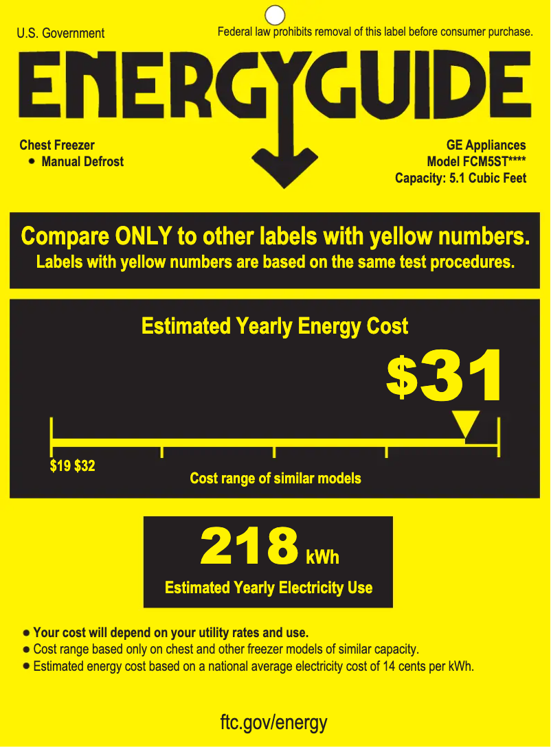 Page n°1 - Label énergétique GE FCM5STWW