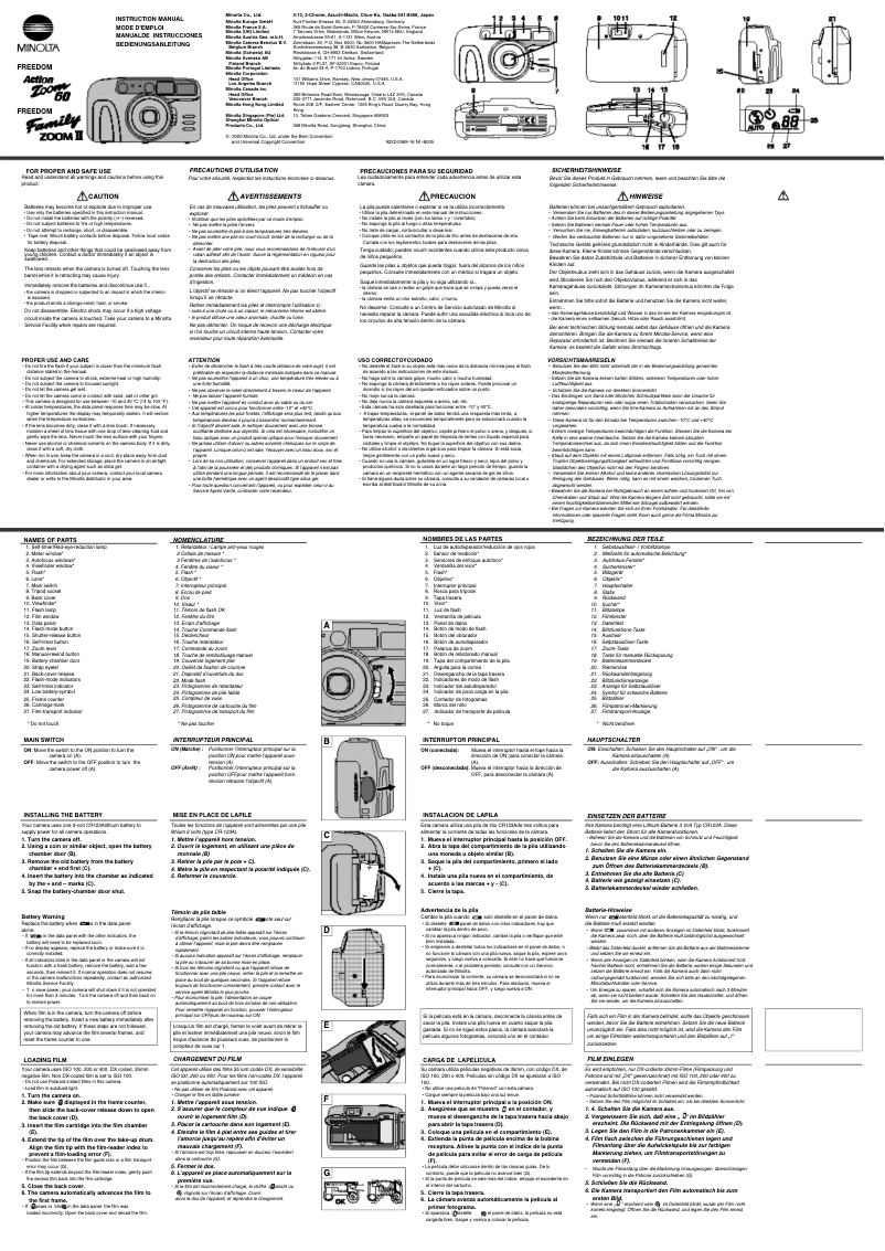 Página 1 del manual Manual de usuario Konica Minolta Freedom Action Zoom 60