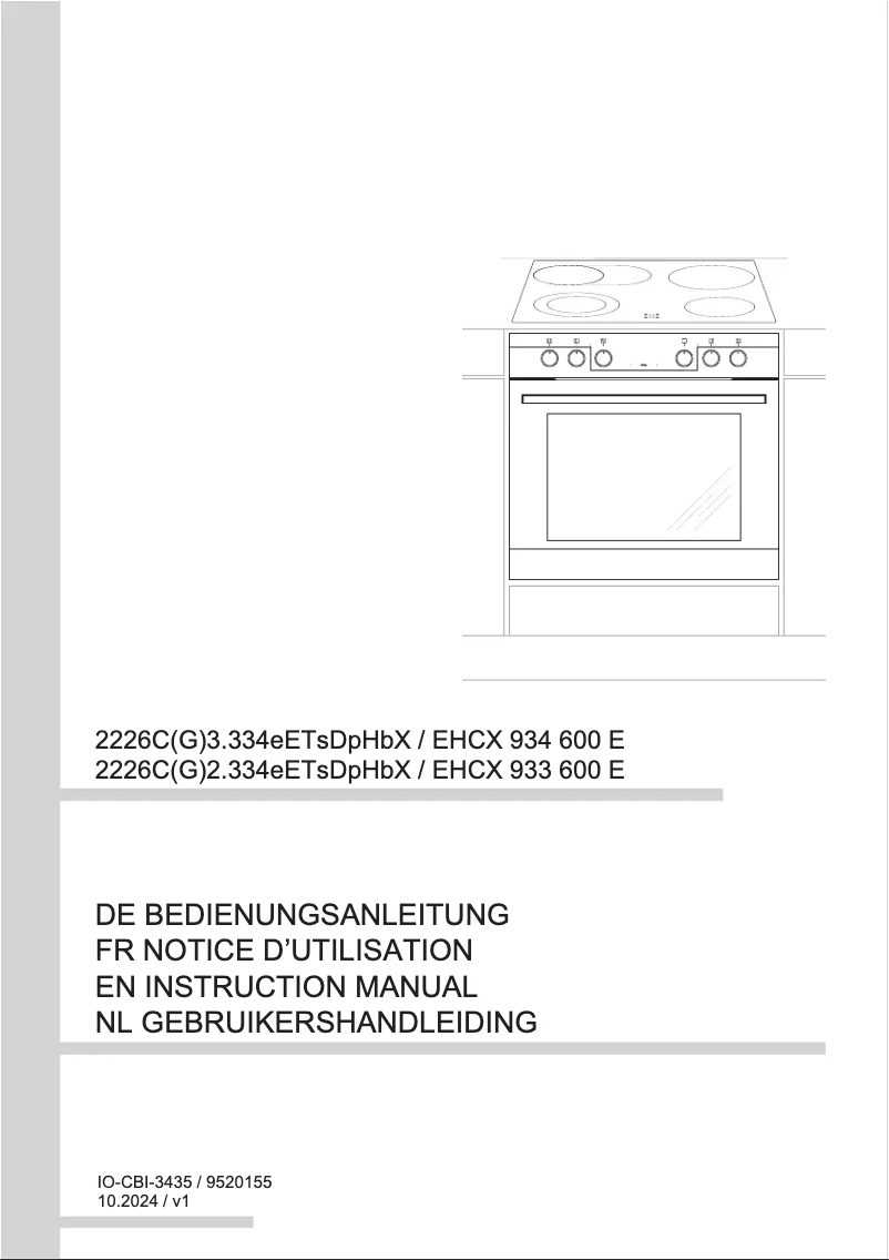 Page 1 de la notice Manuel utilisateur Amica EHCX 934 600 E