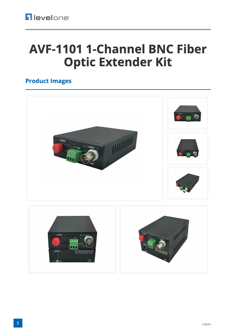 Page 1 de la notice Fiche technique LevelOne AVF-1101