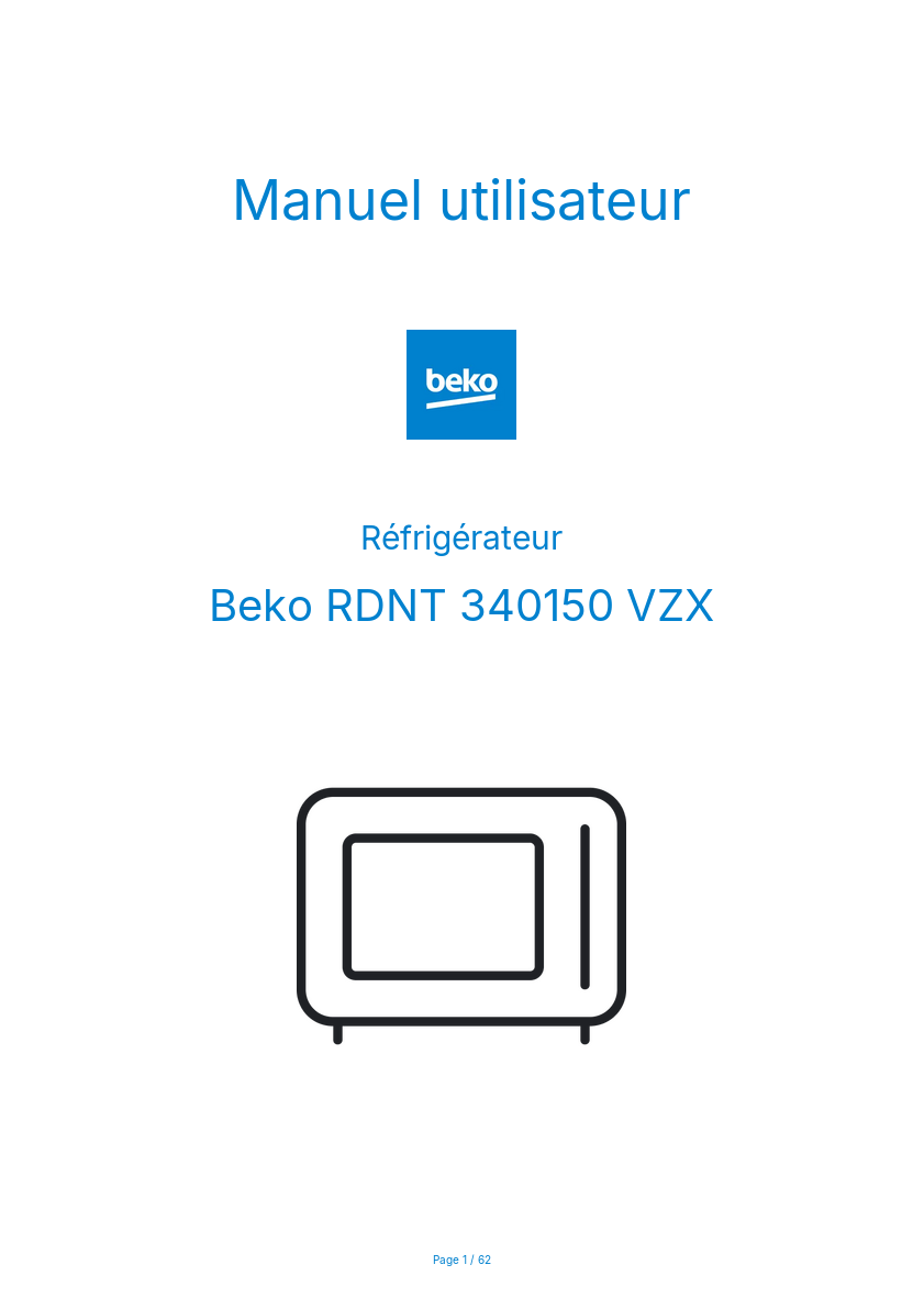 Image de la première page du manuel de l'appareil RDNT 340150 VZX