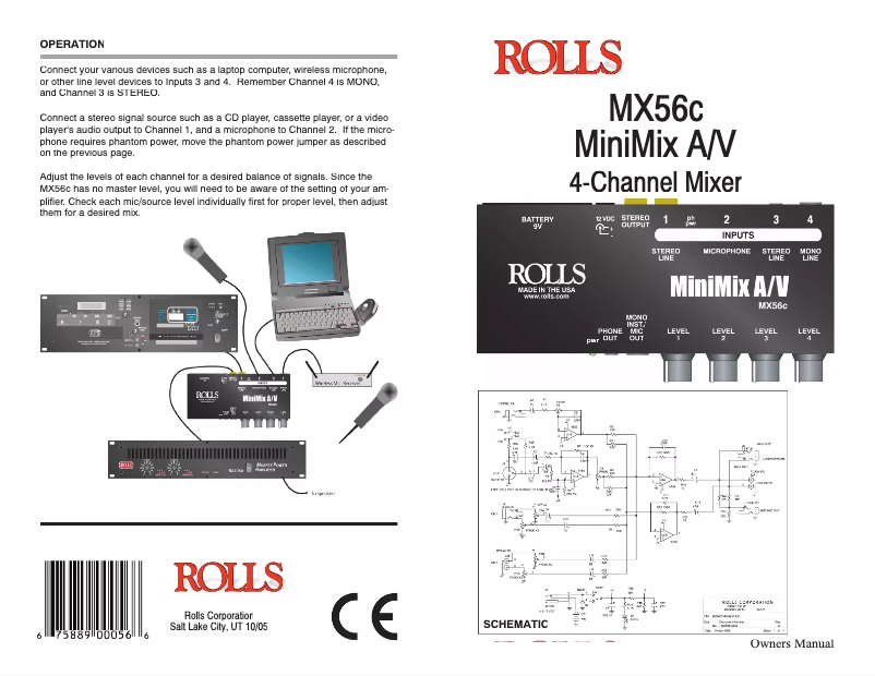 Page n°1 - Manuel utilisateur Rolls MiniMix A/V MX56c