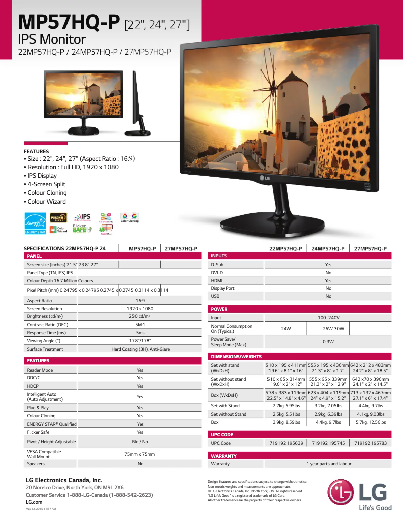 Image de la première page du manuel de l'appareil 27MP57HQ