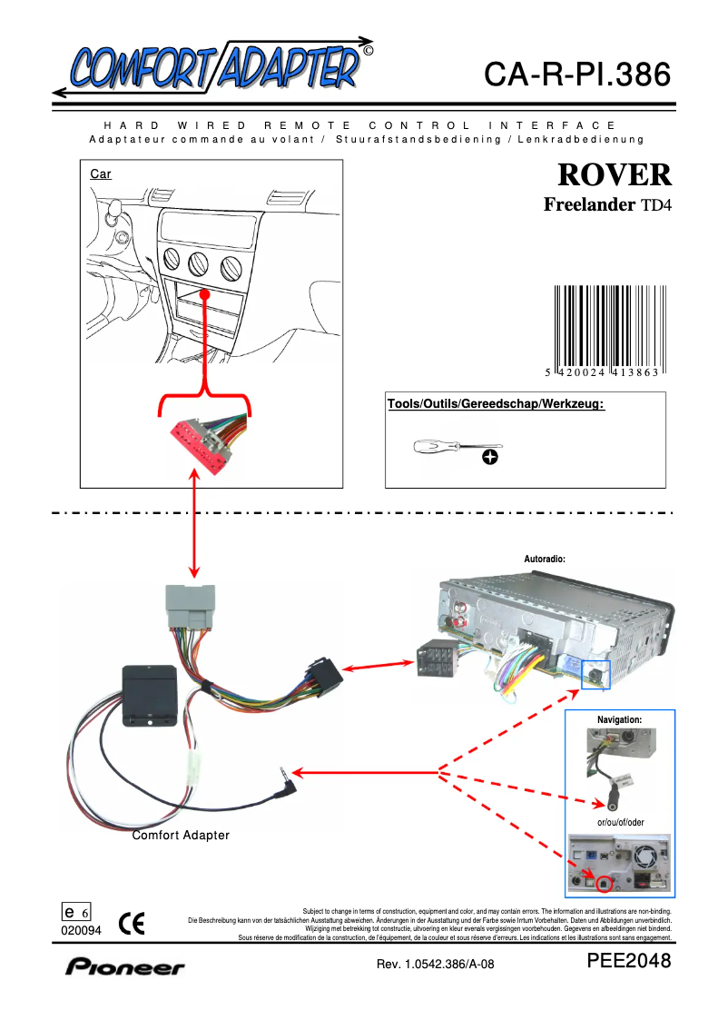 Page n°1 - Manuel utilisateur Pioneer CA-R-PI.386