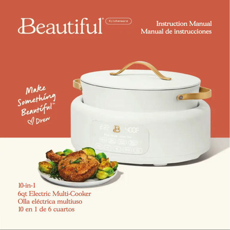 Page 1 de la notice Manuel utilisateur Beautiful 10-in-1 6qt Electric Multi-Cooker